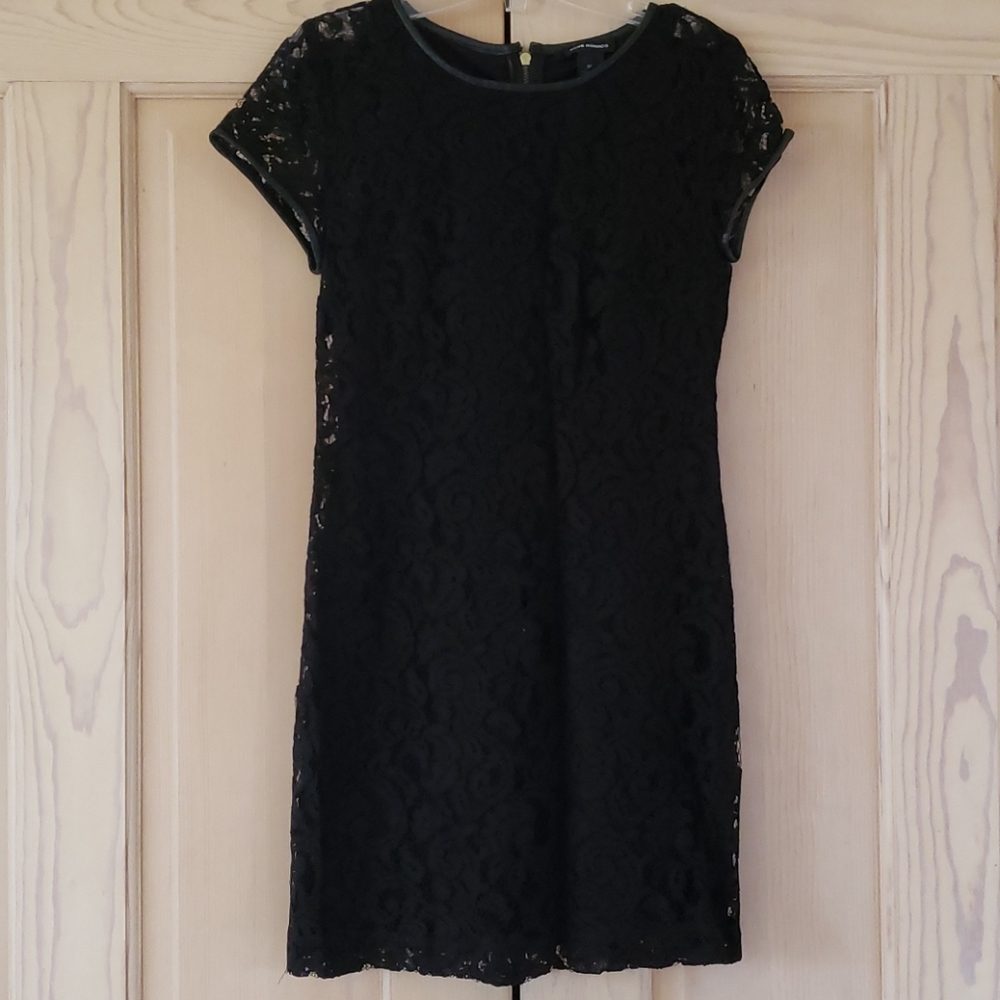 Club Monaco black leather and lace dress